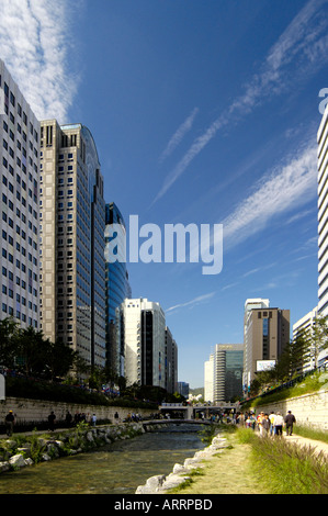 Cheong-Gye Cheon Restaurierung in Seoul Korea Stockfoto