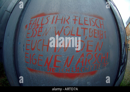 Fleisch ist Mord Abteiberg Museum Graffiti Politik Stockfoto