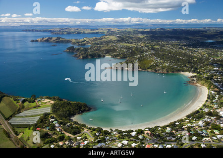 Oneroa Bay Waiheke Island Auckland Nordinsel Neuseeland Antenne Stockfoto