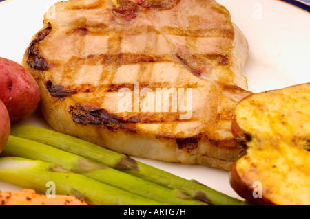 Nahaufnahme von gegrilltes Schweinekotelett Stockfoto