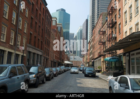 Front street Blick auf das alte New York City Stockfoto
