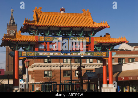 Chinesische Tor am Eingang zum Seattle Chinatown Seattle Washington State USA Stockfoto