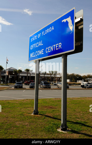 US-Bundesstaat Florida offizielle Begrüßung Zeichen im Welcome-center auf der Interstate I 75 an der Grenze von Georgien Stockfoto