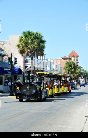 Conch Tour Zug in Key West Florida FL südlichste Stadt in den Vereinigten Staaten uns Urlaub Sehenswürdigkeiten Stockfoto