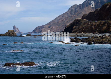 Teneriffa Almáciga in der Anaga Bezirk Nord Osten Halbinsel mit Punto de Los Roquetas und Roques de Anaga Stockfoto