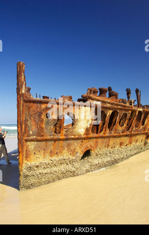 Wrack des Maheno Seventy Five Mile Beach K'gari / Fraser Island Queensland Australien Stockfoto