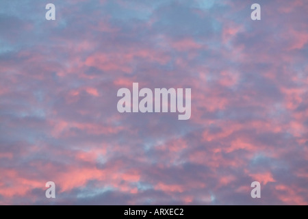 Blue Sunrise mit Magenta Wolken Landschaft Stockfoto