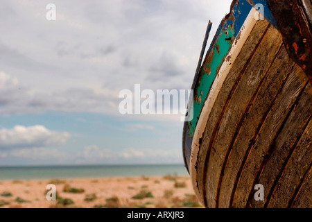 Detail der verlassene Boot am Strand, Dungeness Stockfoto