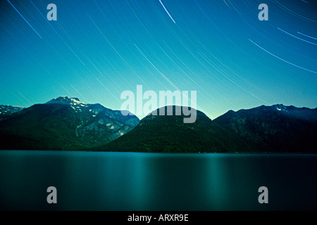 Sterne über Ross Lake, North Cascades, US-Bundesstaat Washington Stockfoto