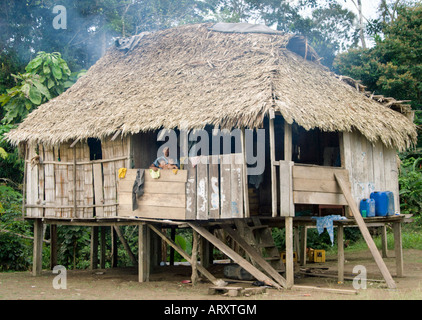 Haus auf Stelzen im Cuyabeno Nationalpark, Amazonas Regenwald, Ecuador, Südamerika Stockfoto
