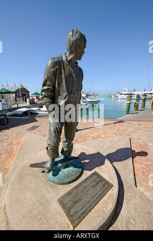 Statue Comemorating Henry Singleton Sr Key West Florida Hafen Boote Memorial Denkmal Geschichte Stockfoto