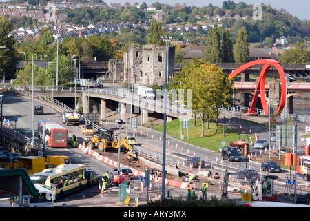 Ansicht der Newport Stadtzentrum entfernt vom Busbahnhof Stockfoto