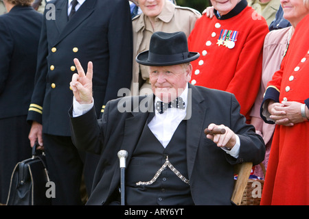 Während des Krieges Premierminister Sir Winston Churchill Lookalike auf WWII Reenactment Veranstaltung Stockfoto