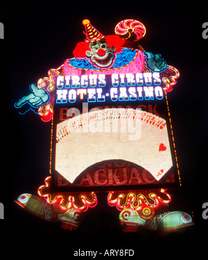 Neon-Clown im Circus Circus Casino in Las Vegas Nevada Stockfoto