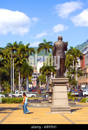 Statue von Sir Seewoosagur Ramgoolam, Port Louis, Mauritius Stockfoto