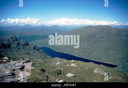 Blick auf Loch Sloy und Ben Vorlich vom Gipfel des Ben Vane Stockfoto