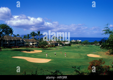 Golfer auf Wailea Blue Course, Maui, Hawaii. Architekt: Arthur Jack Snyder Stockfoto