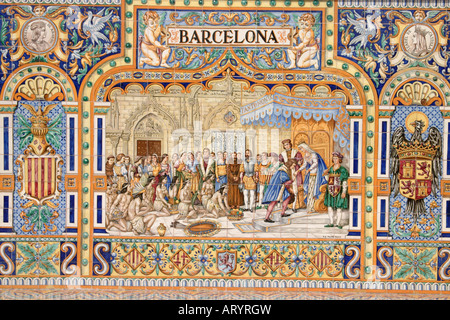 Plaza de España Barcelona gefliest Alkoven Stockfoto