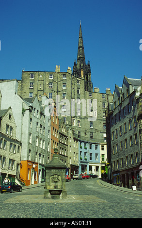 Victoria Street im Bereich Grassmarket Edinburgh Schottland Stockfoto