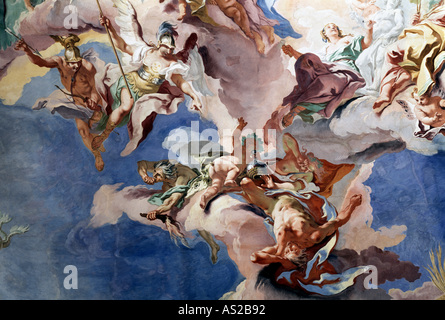 Brühl, Schloß Augustusburg, Treppenhaus, Deckendetail Stockfoto