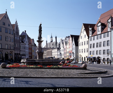 Landsberg/Lech, Hauptplatz Mit Marienbrunnen, Stadtbild Stockfoto