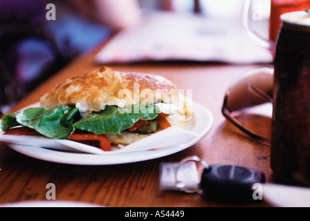 Sandwich serviert im café Stockfoto