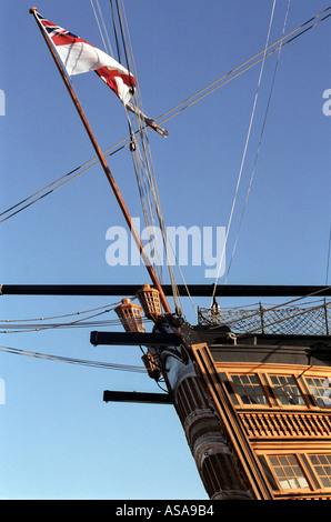 HMS Victory erstklassig Linienschiff achtern decks Ensign Stockfoto