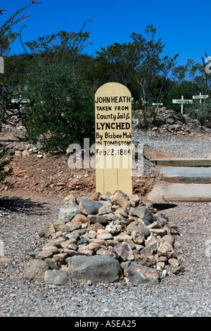 Boot Hill Friedhof Grabstein Arizona USA Stockfoto