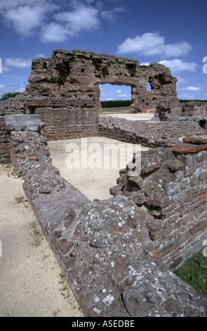 Wroxeter in der Nähe von Shrewsbury Überreste der römischen Stadt und Teil des städtischen Bäder Stiftung Layout zeigt Stockfoto