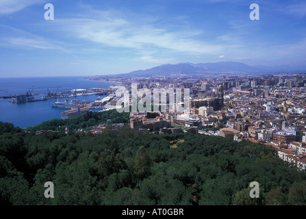 Blick auf Malaga von Gibralfaro, Andalusien, Spanien. Stockfoto