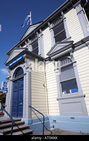 Bank of New Zealand - historisches Haus in Akaroa, ein beliebter Ferienort auf der Banks Peninsula, Canterbury, Südinsel, Neuseeland Stockfoto