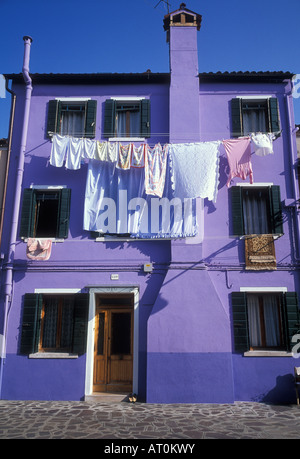 Haus auf der Insel Burano, Venedig, Italien. Stockfoto