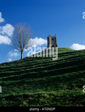 Die Ruine der St. Michaels-Kirche an der Oberseite Graben prahlen an Burrowbridge, Somerset, England. Stockfoto