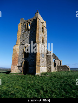 Die Ruine der St. Michaels-Kirche an der Oberseite Graben prahlen an Burrowbridge, Somerset, England. Stockfoto