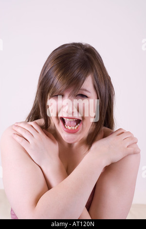 Böse Frau schreiend Stockfoto