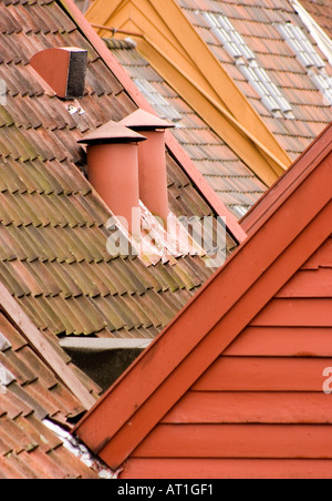 Rückansicht des Bryggen, Bergen von Ovregaten Stockfoto