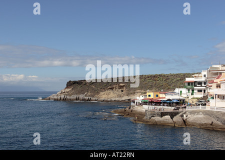 Restaurants im Dorf von La Caleta an der Costa Adeje Teneriffa Kanarische Inseln Spanien gut bekannt für guten Fisch und tapas Stockfoto