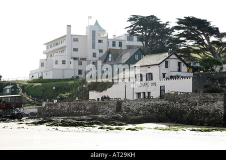 Die Sardelle Inn auf Burgh Island Bigbury-on-Sea. Eines der ältesten britischen Pubs. Stockfoto