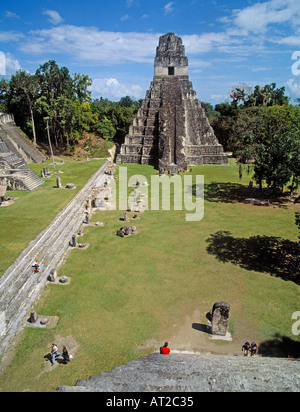 Maya-Ruinen von Tikal Petén Abteilung Guatemala Tempel 1 Tempel des Jaguars Stockfoto