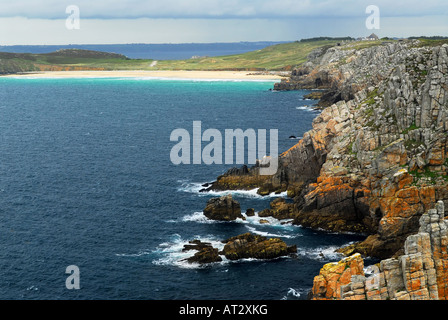 Panoramablick vom Pointe de Penhir an der Atlantikküste in Brittany France Stockfoto