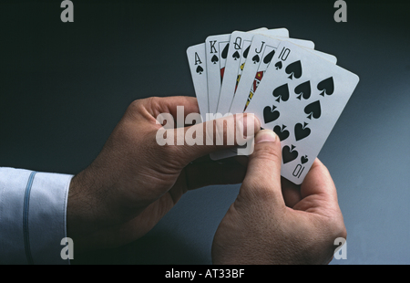 Pokerspieler einen Royal flush Stockfoto