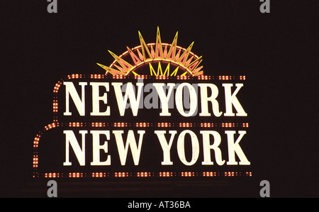 Die Leuchtreklame New York Hotel und Casino Las Vegas Nevada, USA Stockfoto