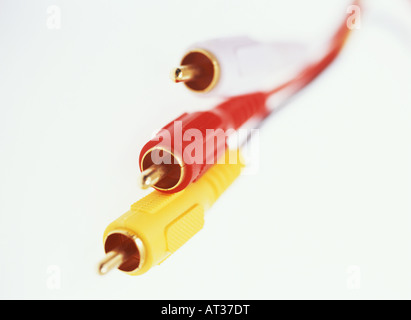 Gelb, weiß und rot-AV-Kabel Stockfoto