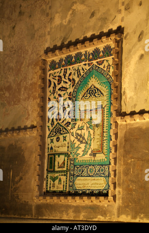 Fliesen-Panel mit Darstellung der Heiligen Kaaba in Mekka in Isnik Fliesen in Aya Sofya in Istanbul Stockfoto