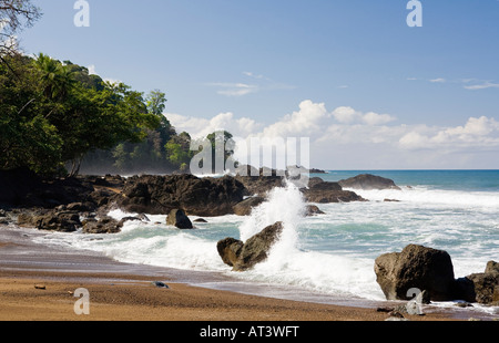 Costa Rica Osa Halbinsel Felsenküste Stockfoto