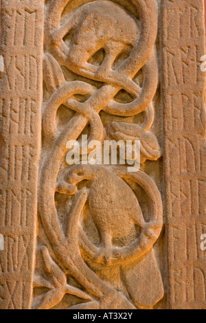 Ruthwell Cross in der Nähe von Annan ist ein 8. Jahrhunderts Anglo Saxon Kreuz geschnitzt im Northumbrian Stil Runenkästchen Kirche Scotland UK Stockfoto