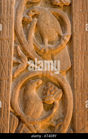 Ruthwell Cross in der Nähe von Annan ist ein 8. Jahrhunderts Anglo Saxon Kreuz geschnitzt im Northumbrian Stil Runenkästchen Kirche Scotland UK Stockfoto