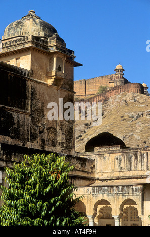 Interior Court of Amber Palace mit Jaigarh Fort, Amer in der Nähe von Jaipur IN Stockfoto