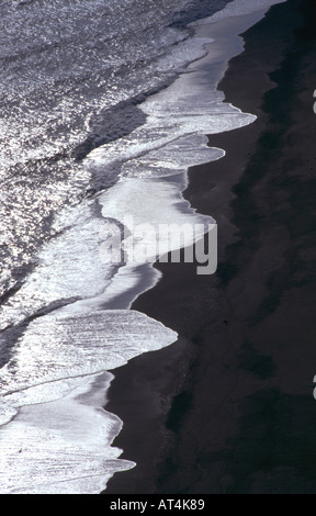 Luftaufnahme der schwarzen Strände Süd-Island Stockfoto