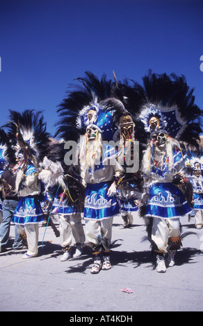 Maskierte Tobas Tänzer, Chutillos Festival, Potosi, Bolivien Stockfoto